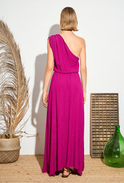 Confetti One Shoulder Dress Fucshia