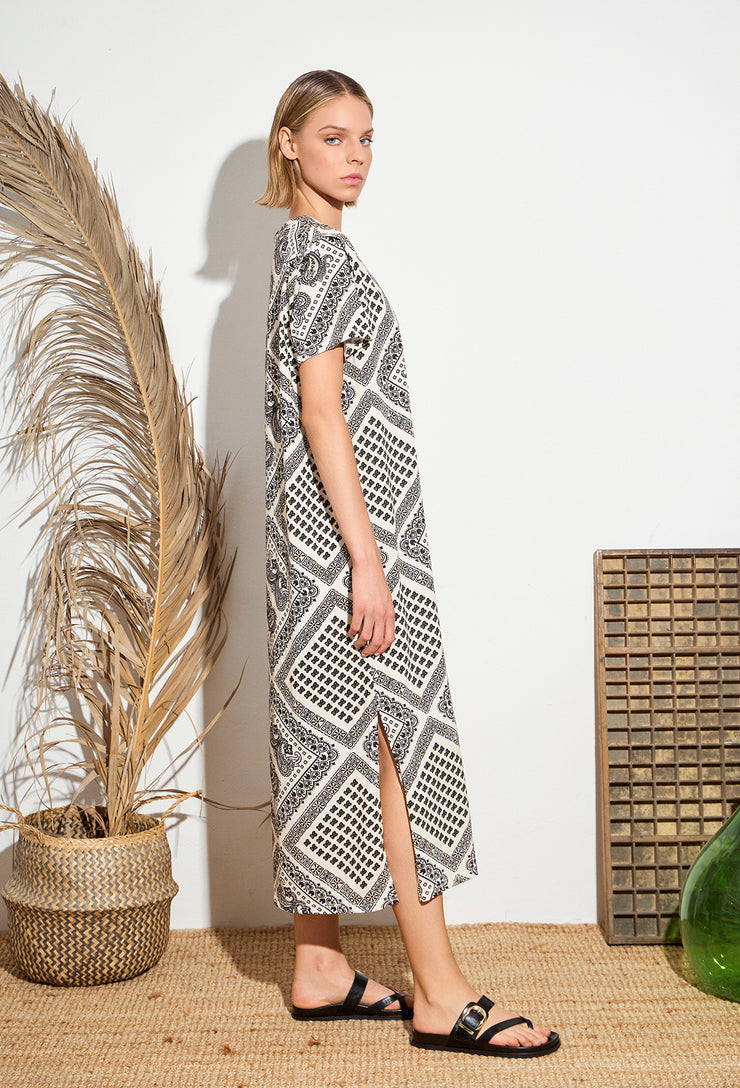 Allegra Bandana Dress Off White