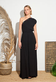 Confetti One Shoulder Dress Black