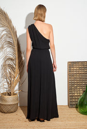 Confetti One Shoulder Dress Black