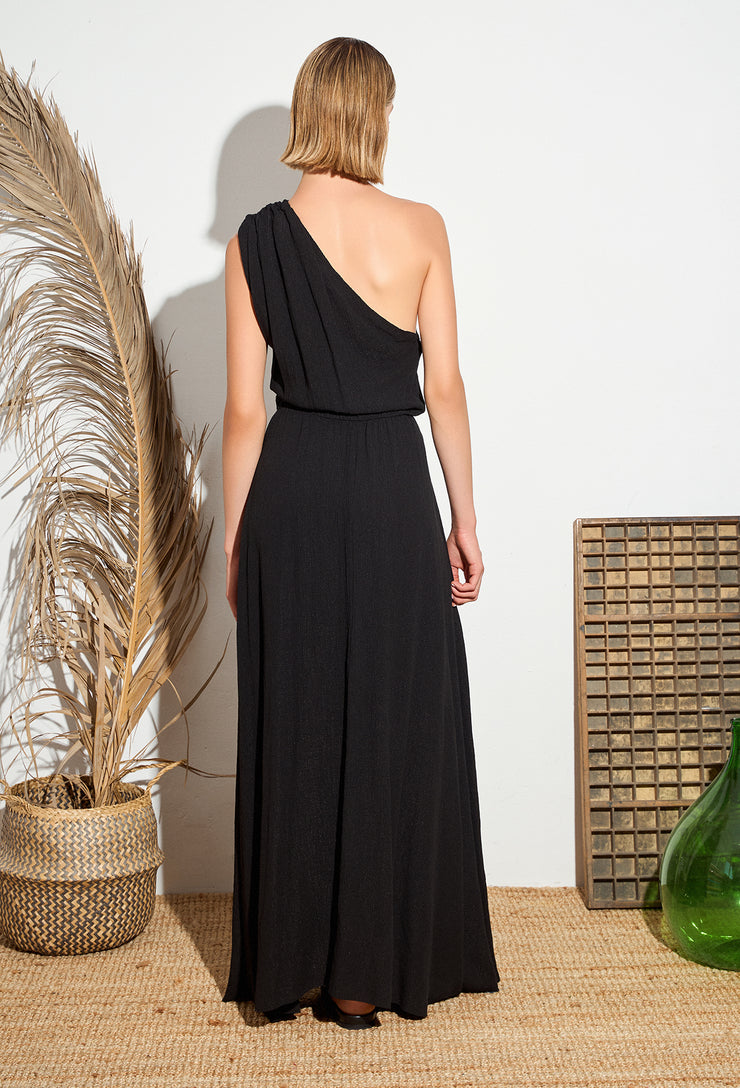 Confetti One Shoulder Dress Black