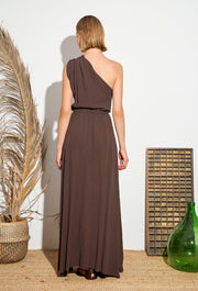 Confetti One Shoulder Dress Brown