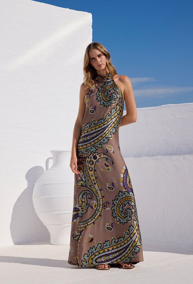 zahara halter dress Vibrant Halter-Neck African Print Dress